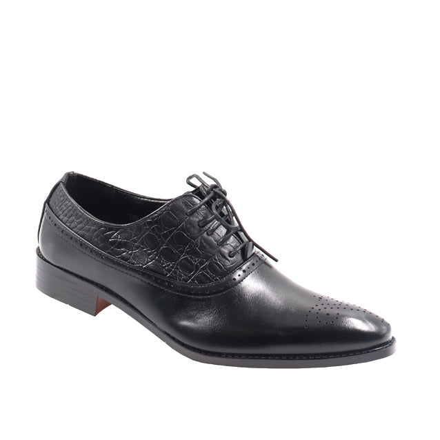 Mens Lace Up Formal Shoe (Brogue Detail) – Black