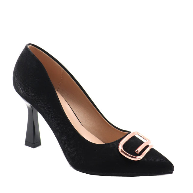 Ladies Pointed Closed Toe Court Black