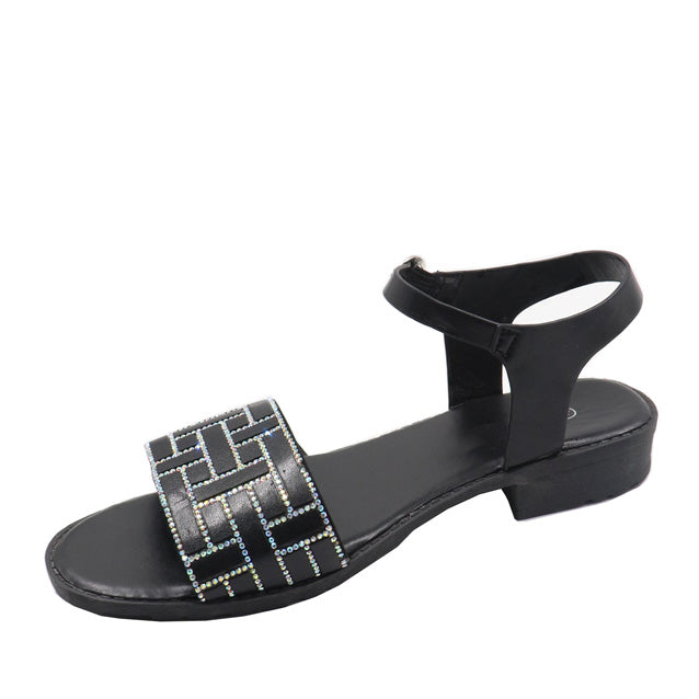 Ladies Ankle Strap Summer Sandal &#8211; Black