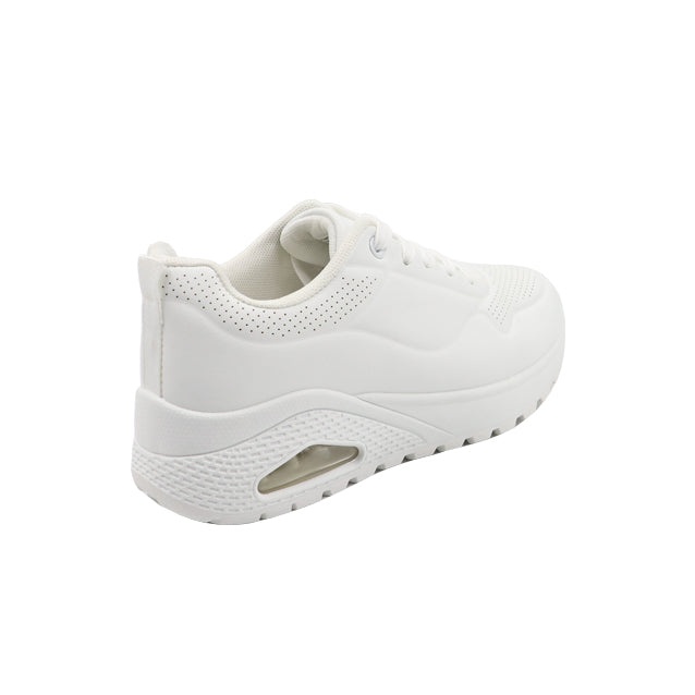 Ladies Fashion Lace Up Sneaker &#8211; White
