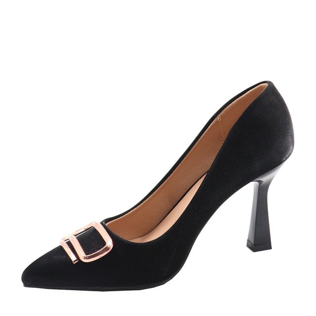 Ladies Pointed Closed Toe Court Black
