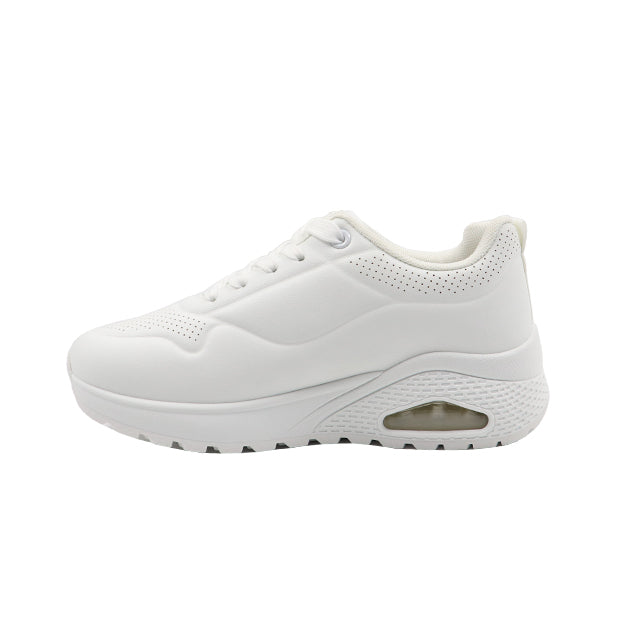 Ladies Fashion Lace Up Sneaker &#8211; White